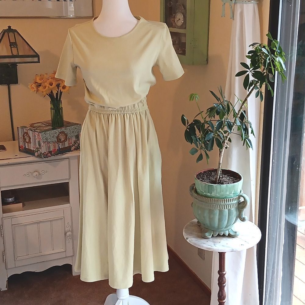 Lands' End Women's Light Citron Green/Yellow Dress